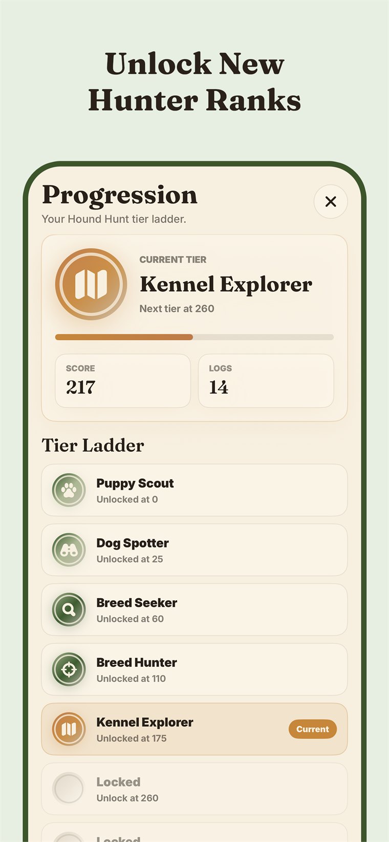 Hunter rank progress screen